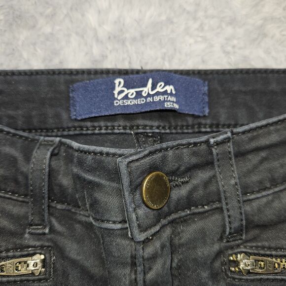 Boden Womens Black Jeans The Brighton Biker Skinny Size 6 Zipper Pockets - Picture 5 of 13